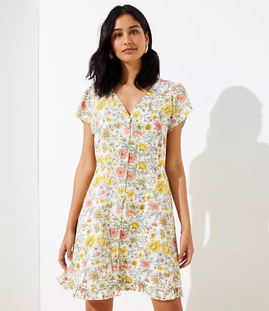 LOFT Garden Ruffle Pocket Dress | LOFT