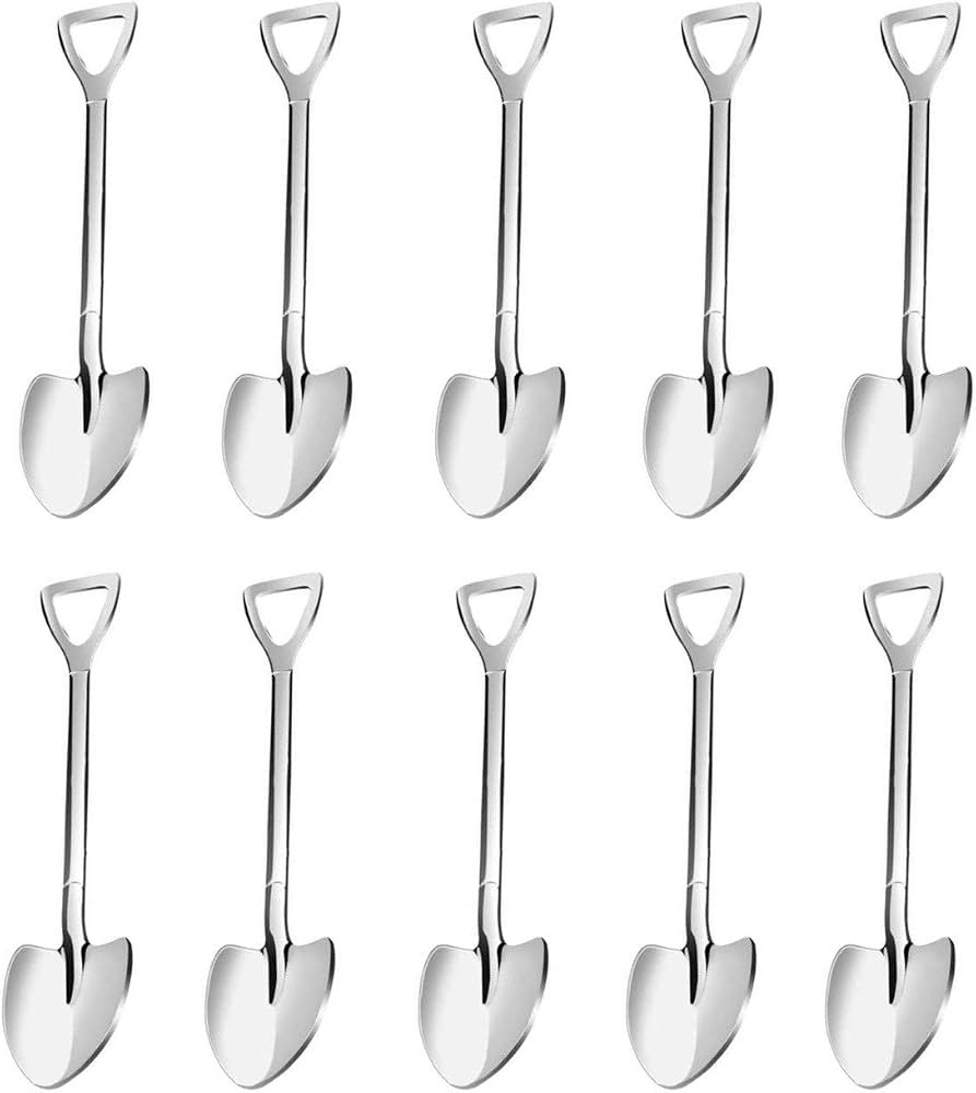 10 Pack Shovel Shape Demitasse Espresso Mini Coffee Spoons, 4.7 Inches Stainless Steel, Small for... | Amazon (US)
