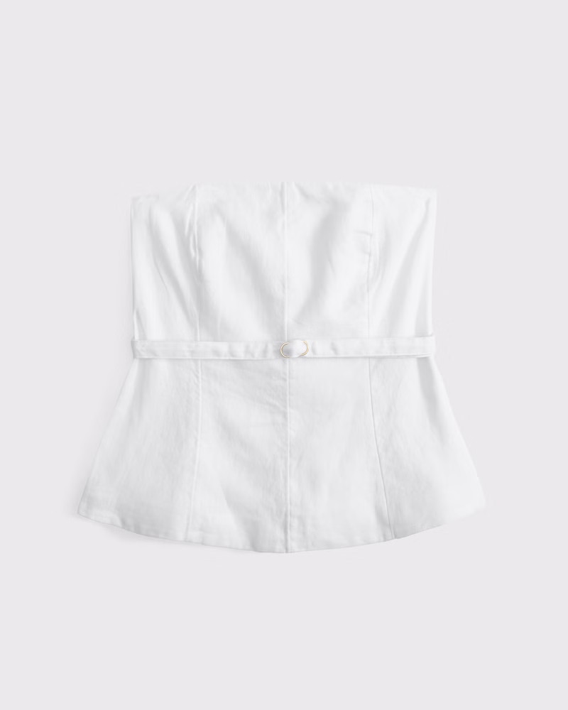 Abercrombie & Fitch Women's Premium Linen Strapless Tailored Top in White - Size L | Abercrombie & Fitch (US)
