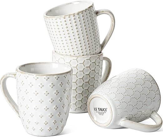 LE TAUCI Coffee Mugs 7 oz, Espresso Cups, Embossment Housewarming Gift, Ceramic Demitasse Cup for... | Amazon (US)