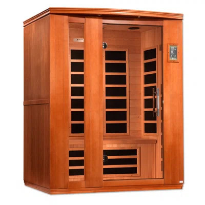 Lugano 3 - Person Indoor Bluetooth Compatible FAR Infrared Sauna with Remote Control in Hemlock | Wayfair North America