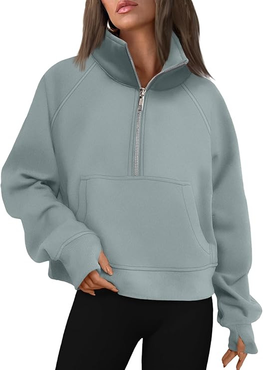 AUTOMET Womens Sweatshirts Half Zip Cropped Pullover Fleece Quarter Zipper Hoodies 2025 Fall Fash... | Amazon (US)