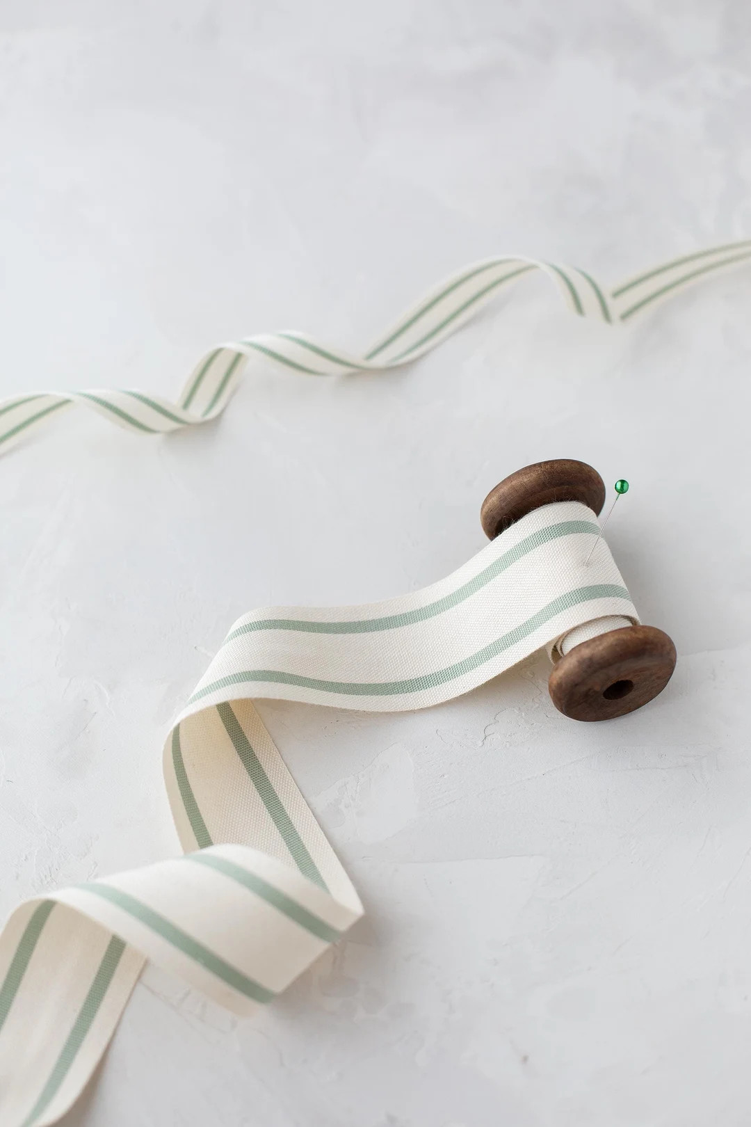 Sage Green + Natural Double Stripe Cotton Blend Ribbon \u2022 5/8\u201d \u2022 1.5" | Etsy (Global)