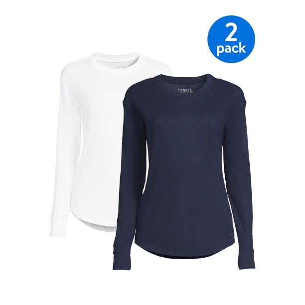Time and Tru Women's Long Sleeve Thermal Top, 2-Pack | Walmart (US)