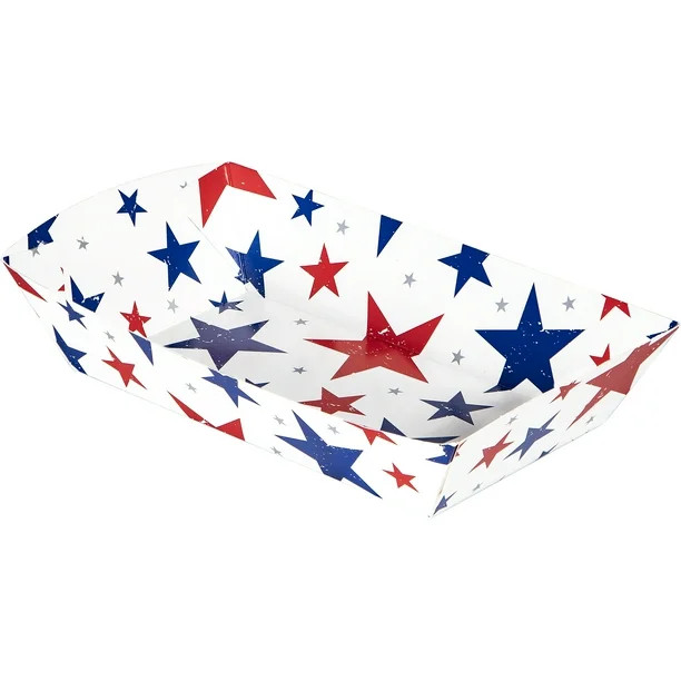 4th of July Paper Serving Basket 5.75" x 8.75", Red and Blue Stars on White, 8 Ct. -Way to Celebr... | Walmart (US)