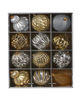 Nearly Natural Holiday Lux Shatterproof, 12 Count Christmas Tree Ornament Set - Macy's | Macy's