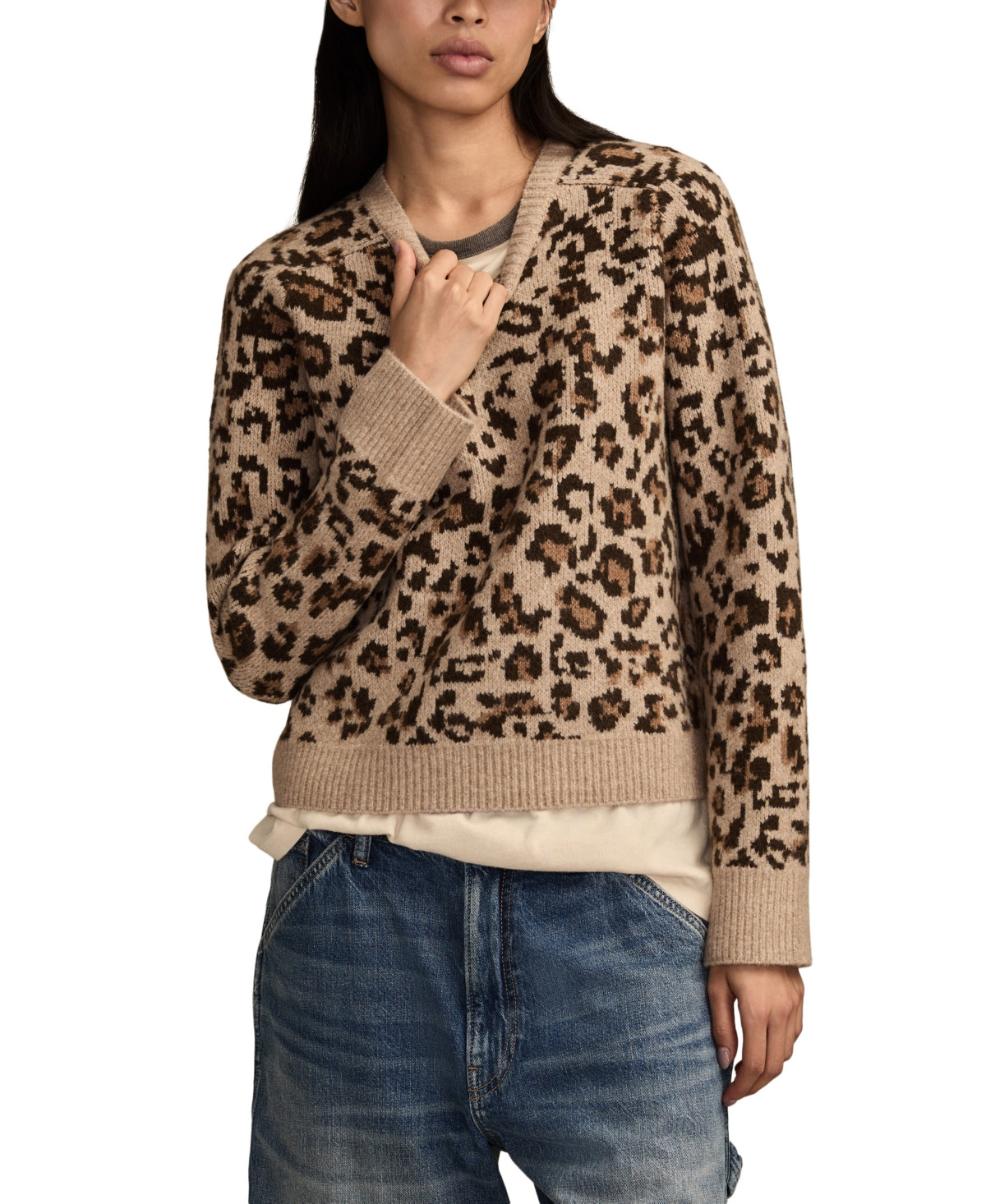 Lucky Brand Women's Crewneck Sweater - Leopard Print | Macy's