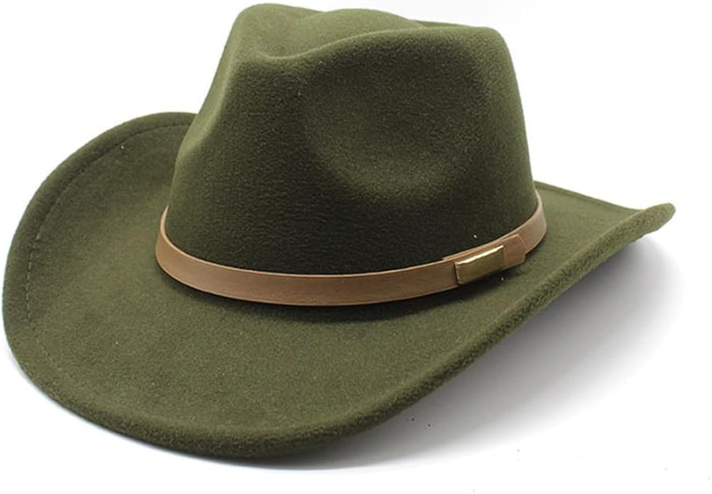 Women Men Classic Felt Wide Brim Western Cowboy Cowgirl Hat with Belt Buckle | Amazon (US)