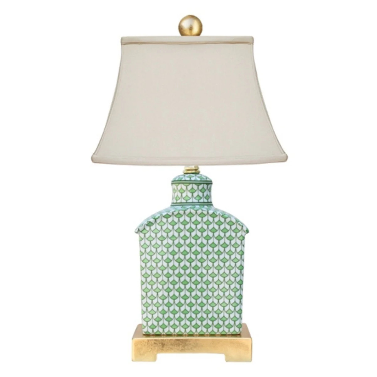 Porcelain Green Fish Scale Tea Candy Jar Lamp | The Well Appointed House, LLC