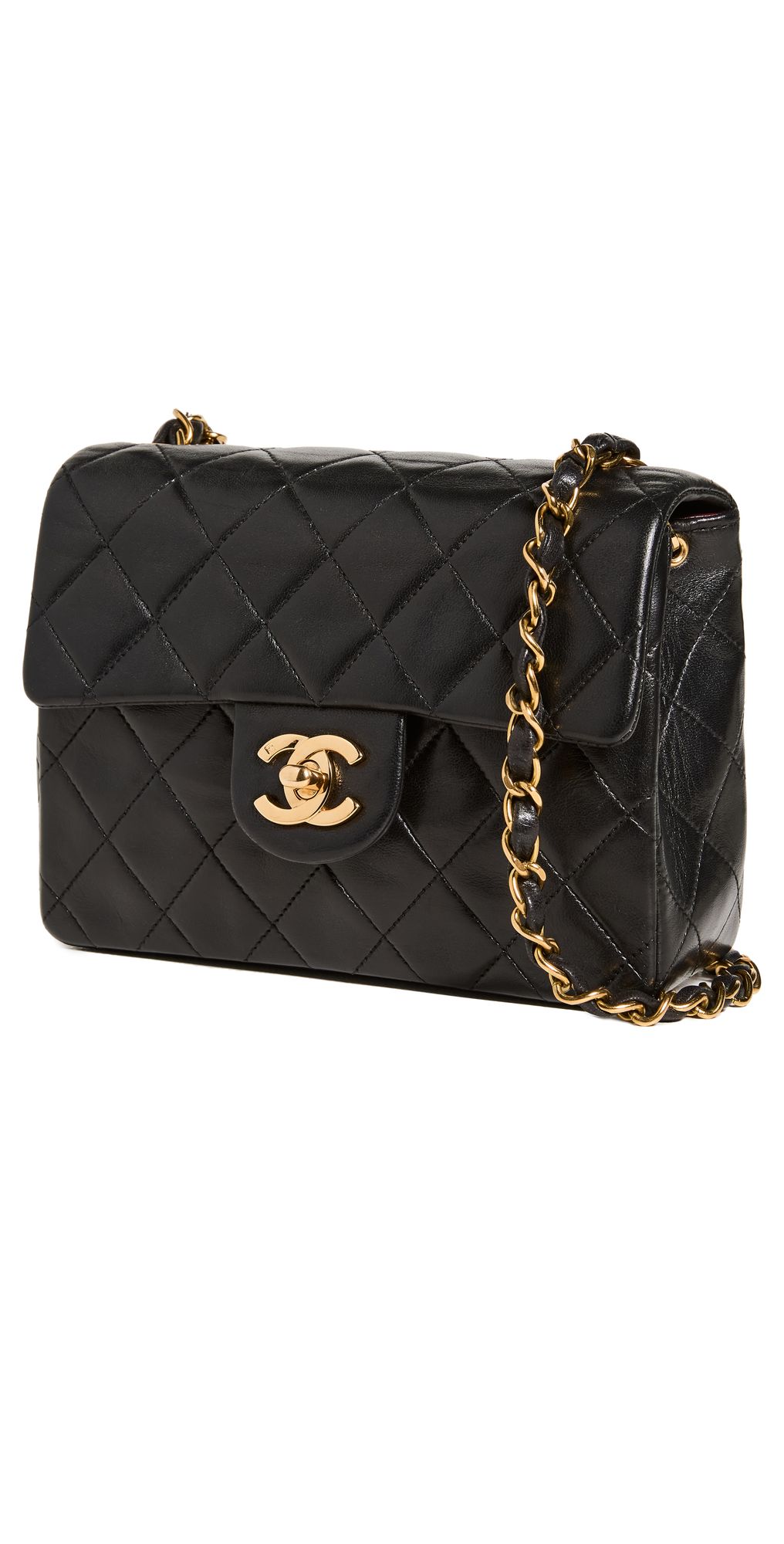 Chanel Black Lambskin Half Flap Mini Bag | Shopbop
