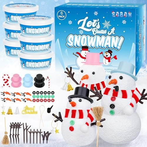 6 Pack Snowman Kit, Christmas Craft DIY for Kids, Build a Snowman Craft Winter Decorations Indoor, Creative Kids Air Dry Clay Modeling Crafts Kit for School Winter Party Activities | Amazon (US)