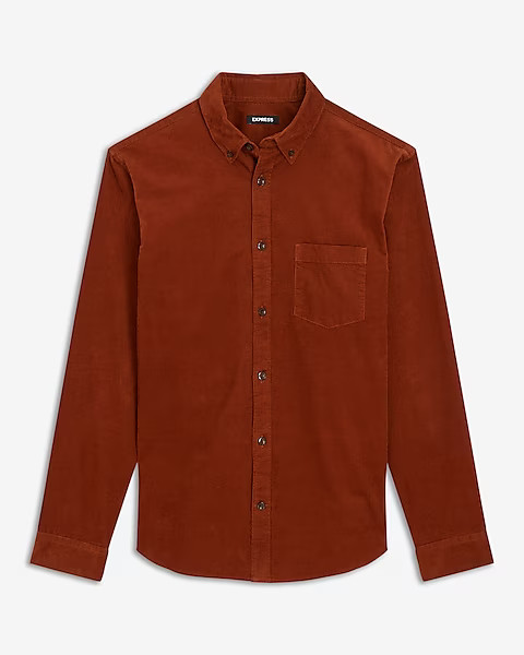 Slim Solid Stretch Corduroy Shirt | Express