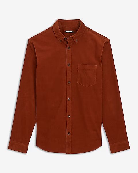 Slim Solid Stretch Corduroy Shirt | Express