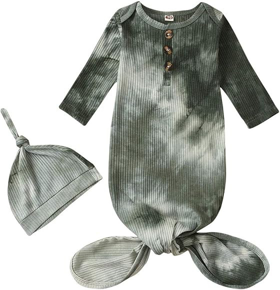 Verve Jelly Newborn Baby Tie Dye Print Long Sleeve Nightgowns Infant Sleeper Gown Ribbed Cotton K... | Amazon (CA)