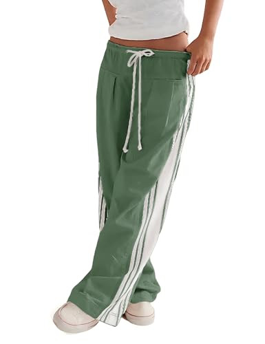 Hongsui Women's Wide Leg Pants Drawstring High Rise Side Striped Slouchy Palazzo Pants with Pocke... | Amazon (US)