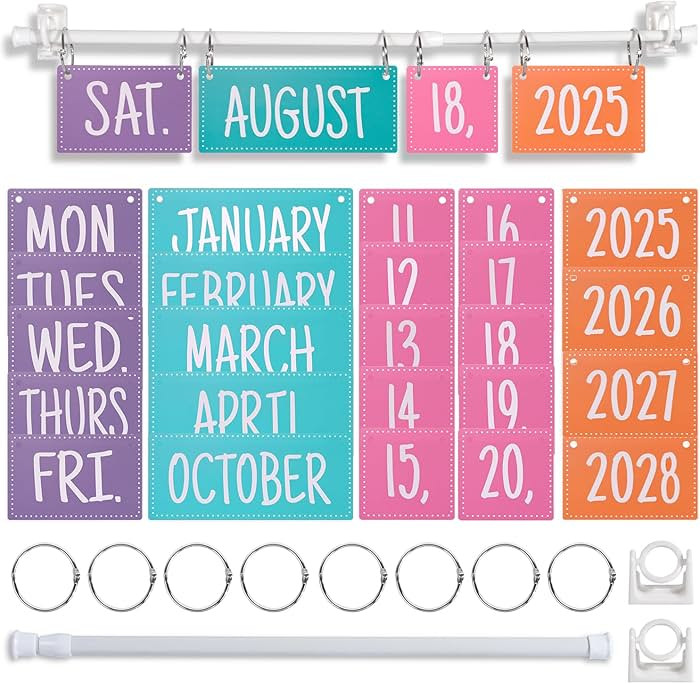 Rainbow Flip Calendar Bulletin Board Set with Holder, Adjustable Calendar Holder Includes 54 Date... | Amazon (US)