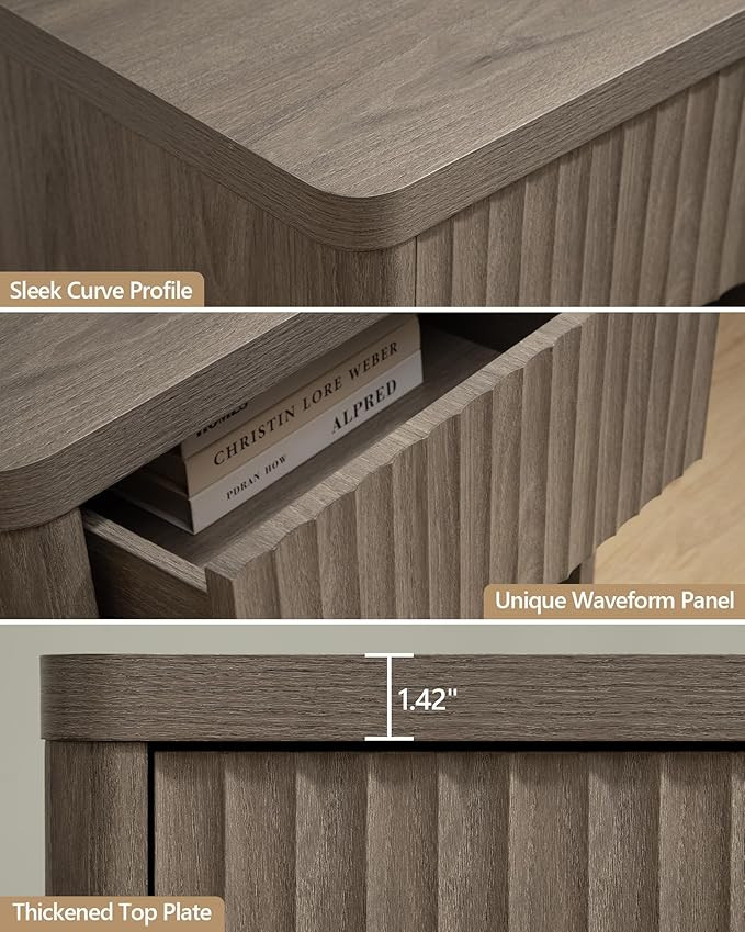 SICOTAS Night Stand Set of 2 Nightstands with Drawer Storage Bed Side Table End Table Large Moder... | Amazon (US)