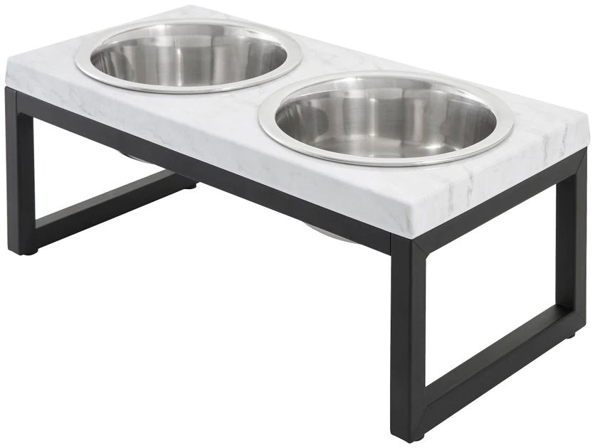 Frisco Marble Print Stainless Steel Double Elevated Dog Bowl | Chewy.com