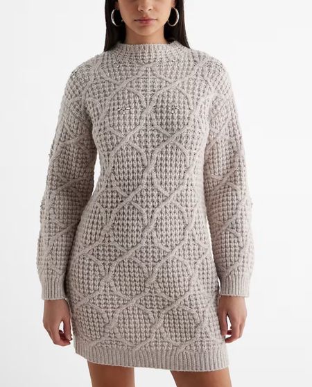 Rhinestone Embellished Mock Neck Mini Sweater Dress

#LTKSeasonal #LTKsalealert
