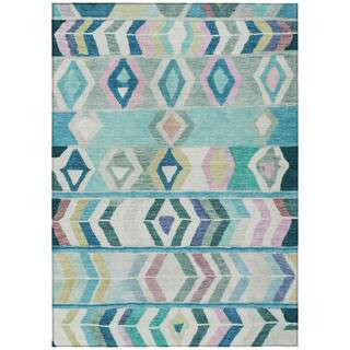 Chantille Machine Washable Indoor/Outdoor Abstract ACN2721 Teal 8 ft. x 10 ft. Area Rug | The Home Depot