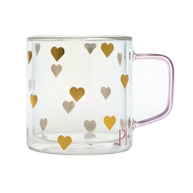 Paris Hilton Double Wall Glass Coffee Mug,13.5 Ounces, Hearts - Walmart.com | Walmart (US)