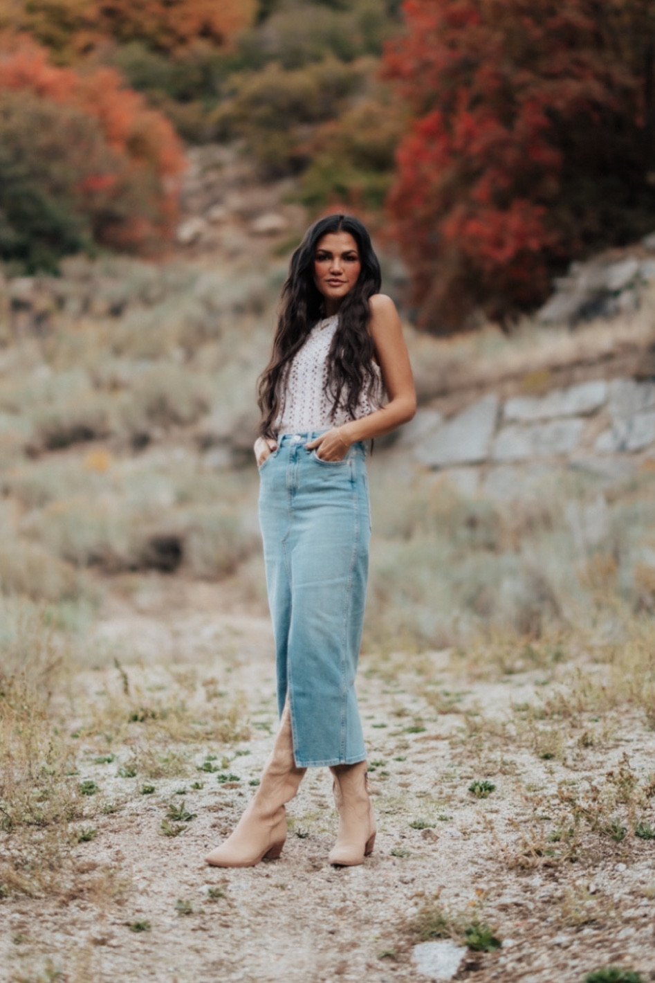 Hudson jeans sweater tank and denim midi skirt 
Code: Kristin25 - 25% off 

Dolce Vita Western Boots  

#LTKshoecrush #LTKstyletip