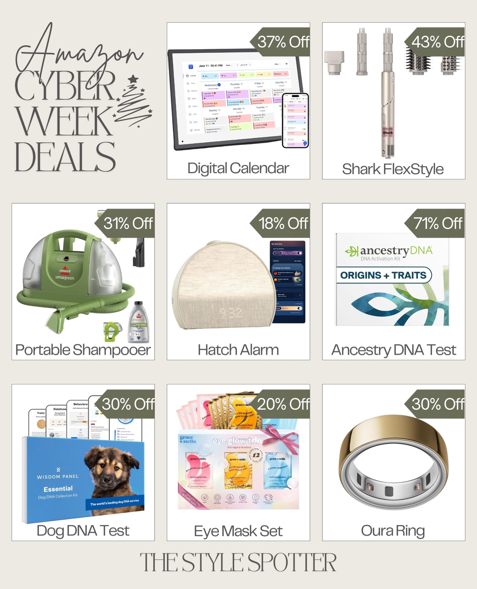 Amazon Cyber Week Deals 💝 🎄 
Save up to 70% on holiday gifts including the Oura Ring, Digital Calendar, Hatch Alarm and more!

#LTKGiftGuide #LTKCyberWeek #LTKHoliday