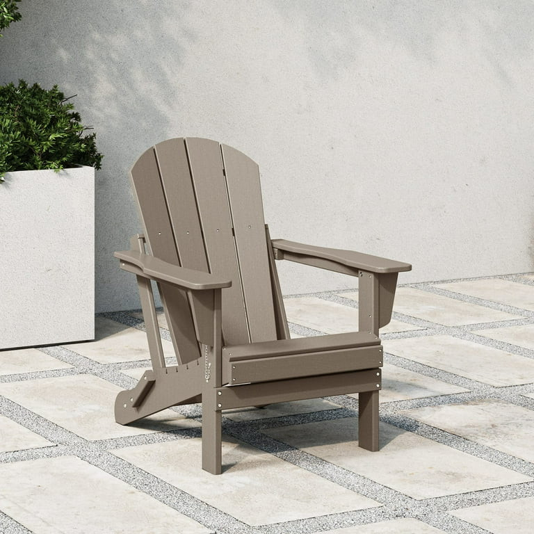 Westintrends Outdoor Folding HDPE Adirondack Chair, Patio Seat, Weather Resistant, Weathered Wood | Walmart (US)
