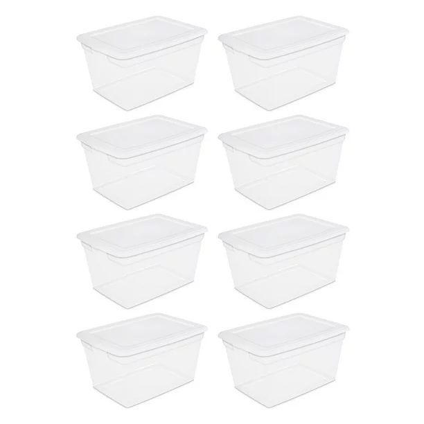 Sterilite 58 Qt Storage Box Clear Base White Lid Set of 8 - Walmart.com | Walmart (US)