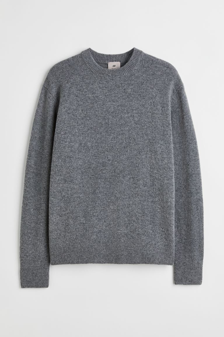 Regular Fit Wool Sweater - Dark gray melange - Men | H&M US | H&M (US + CA)