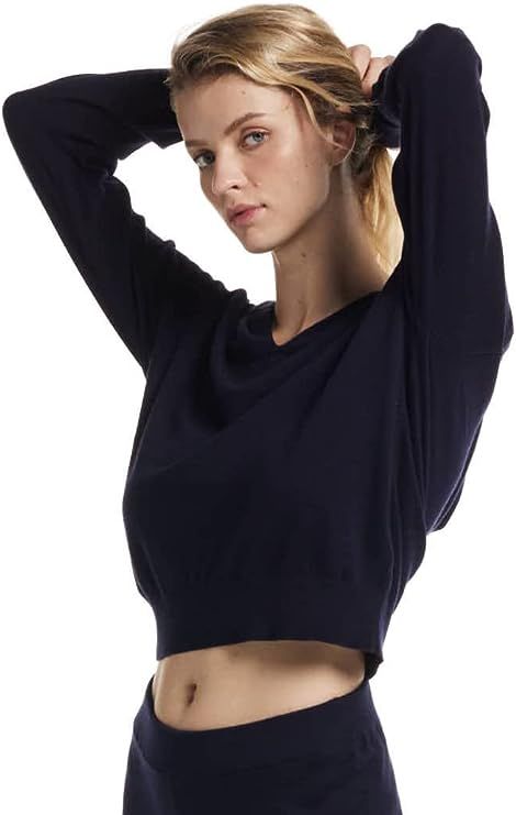 Lightweight V-Neck Sweater, Cotton Cashmere Hoodies Pullover, Women's Crop Top | Amazon (US)