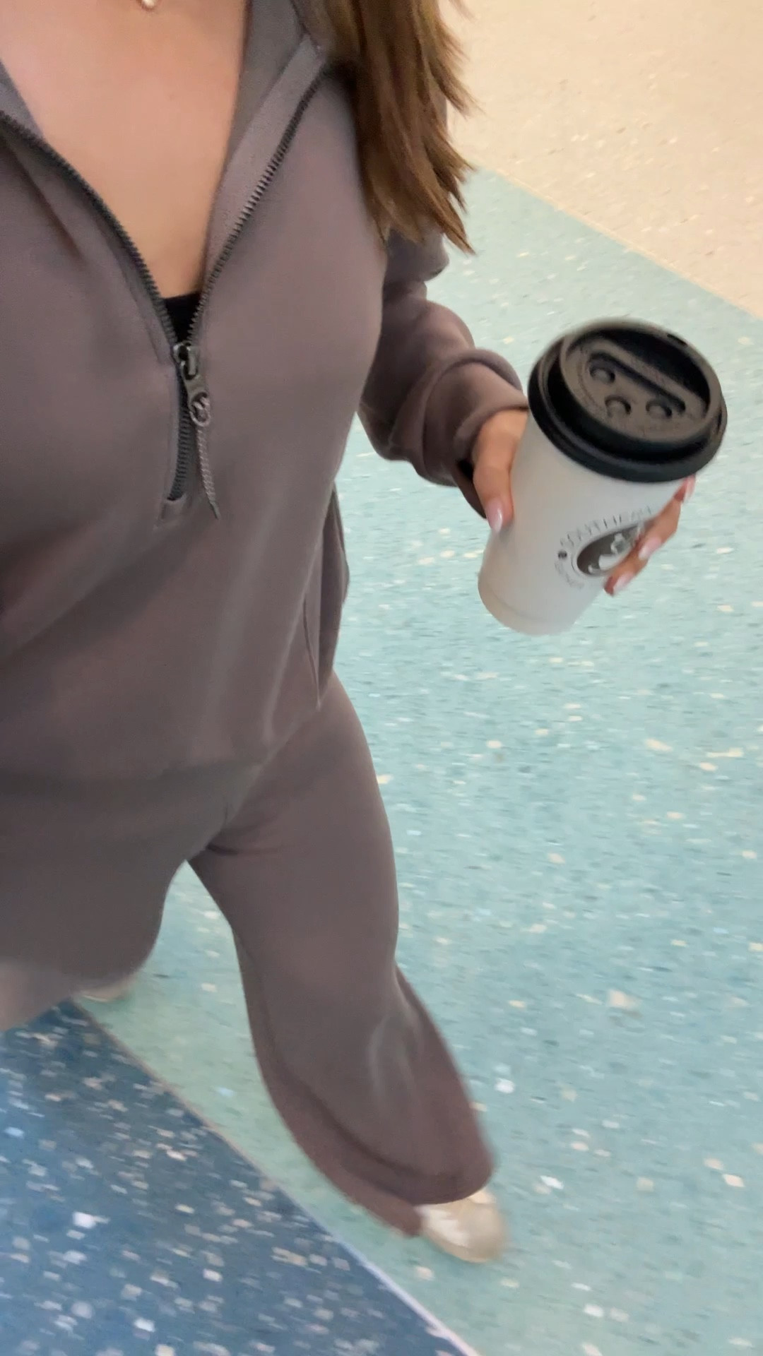 Travel outfit - what I’m wearing to the airport! Airport outfit. Matching set. Matching pant set. Casual outfit. Spanx air essentials wide leg pants in XS petite. Spanx Air essentials half zip in XS, smoke. This is AMAZING and insanely soft/comfortable! 

#LTKTravel #LTKPetite #LTKShoeCrush