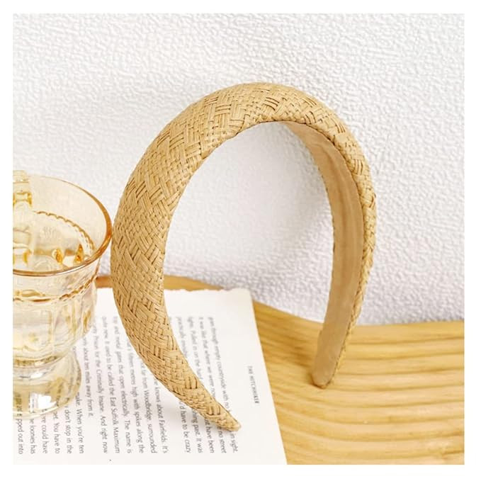 yaozeio Rattan Padded Puffy Woven Headband - No Slip Wide Raffia Hair Accessory for Women and Gir... | Amazon (US)