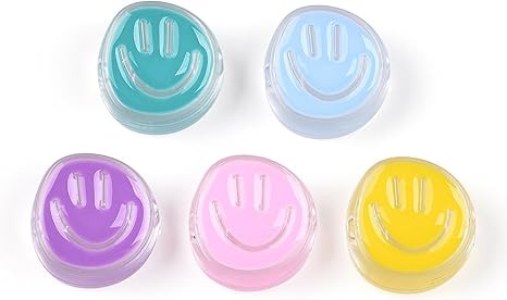 LiQunSweet 20 pcs Mixed Color Happy Face Theme Enamel Acrylic Beads Lovely Flat Round Smiling Fac... | Amazon (US)