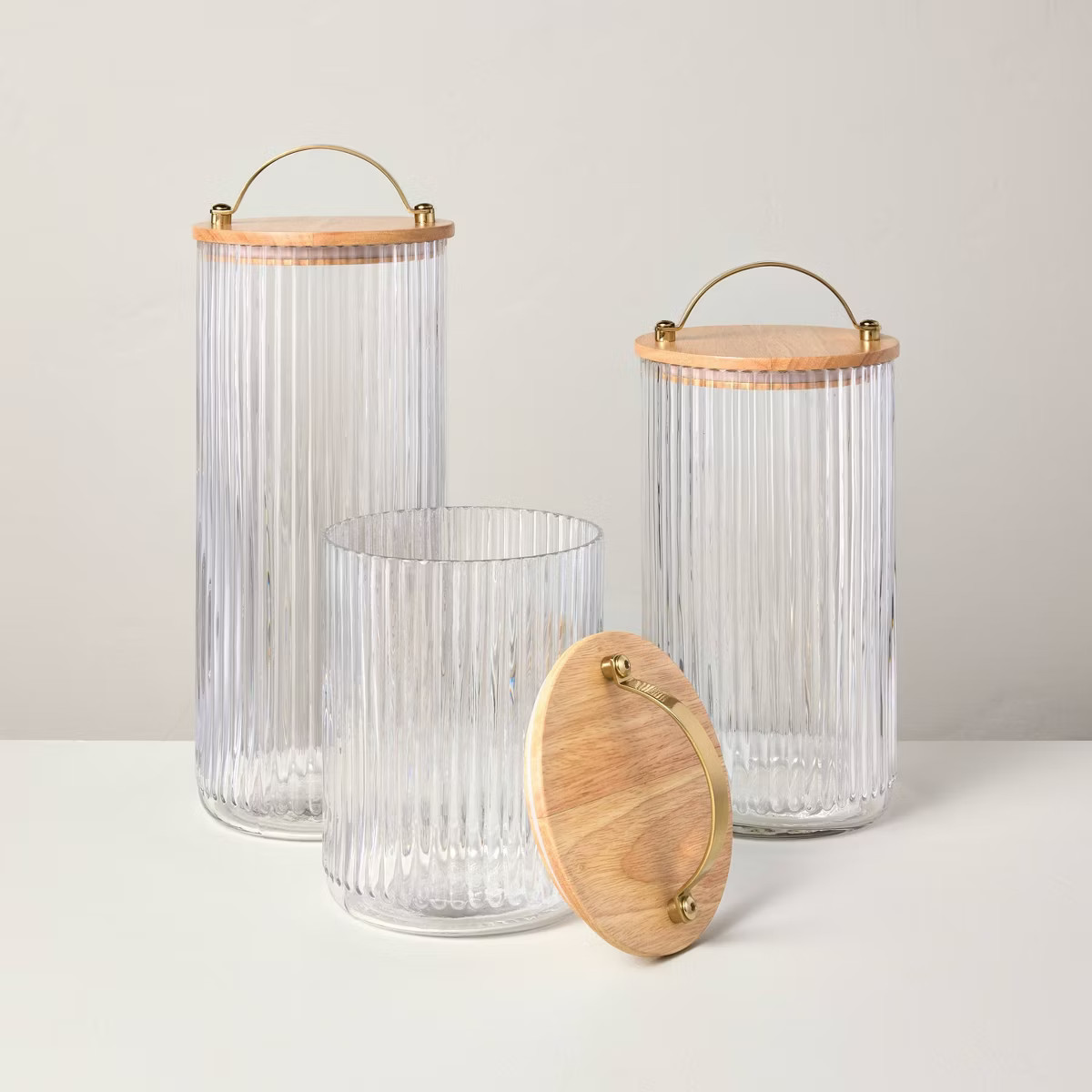 Fluted Glass Storage Canister with Wood Lid - Hearth & Hand™ with Magnolia | Target