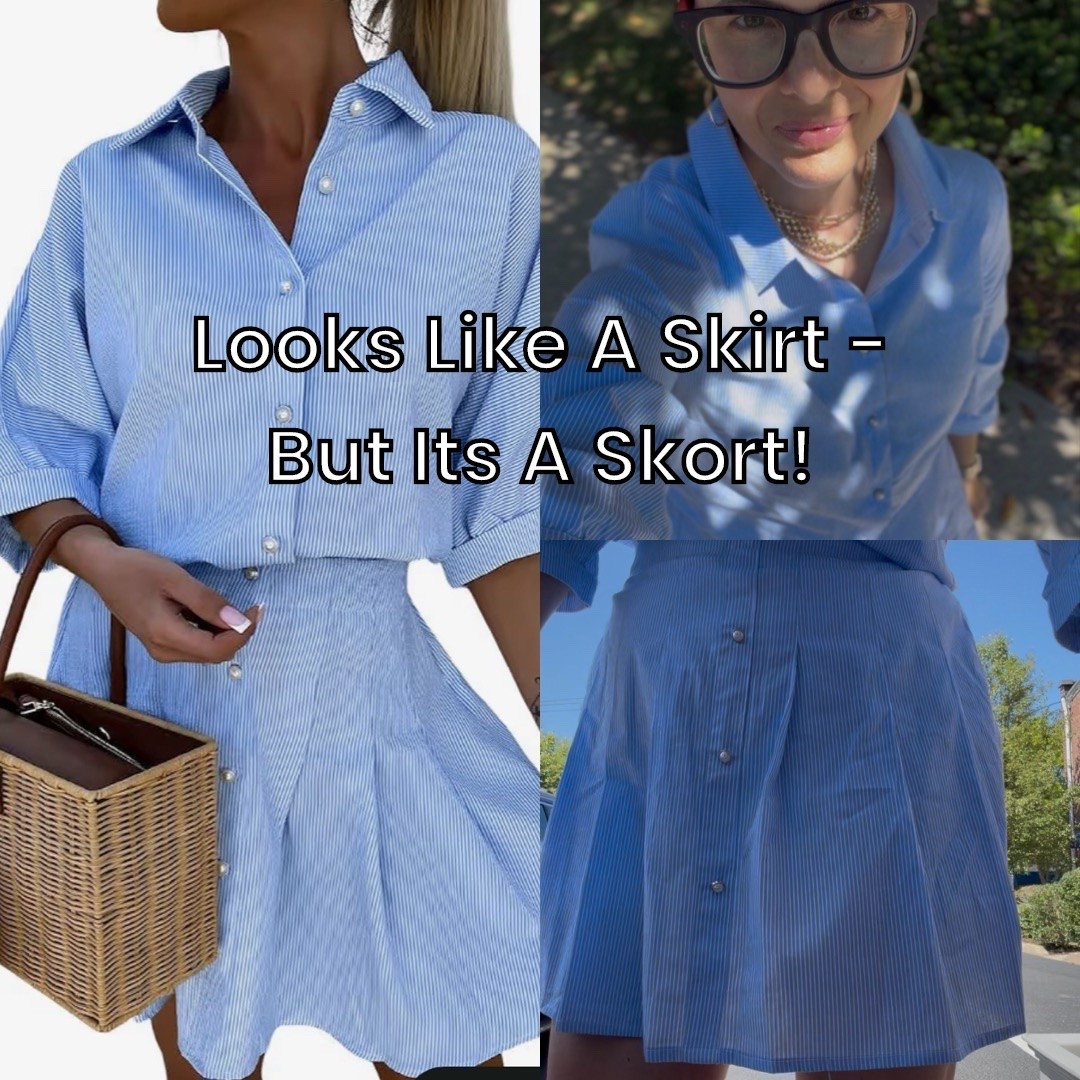 This adorable set had the look of a skirt but it’s a skort! I will be styling this more ways soon! #ootd #skirt #skort  #set #amazonstyle