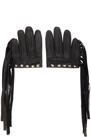 Black Leather Fetish Gloves | SSENSE