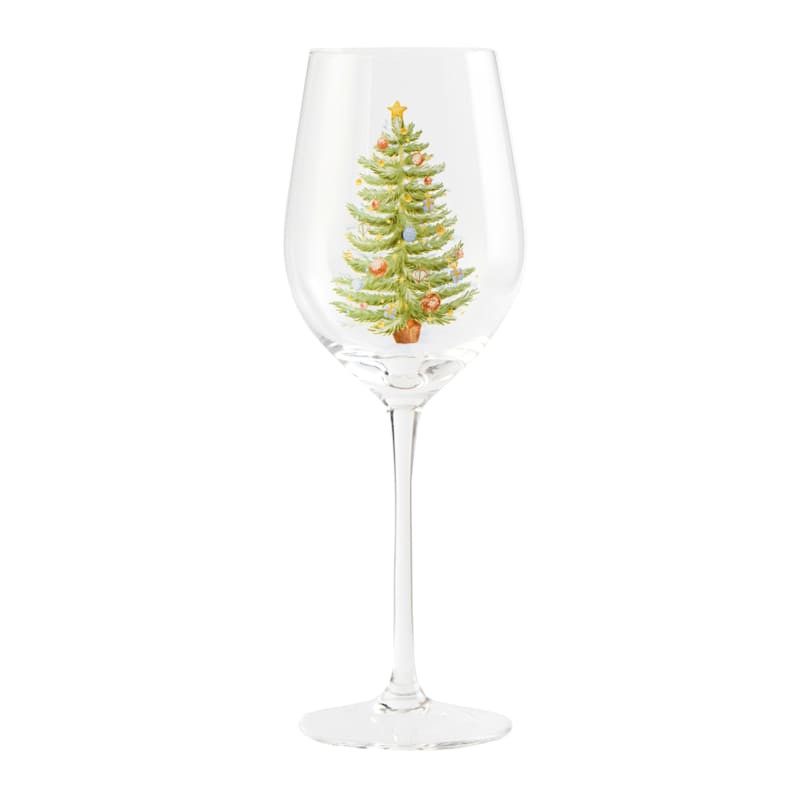 Classic Christmas Tree Icon Wine Glass, 13.8oz | At Home