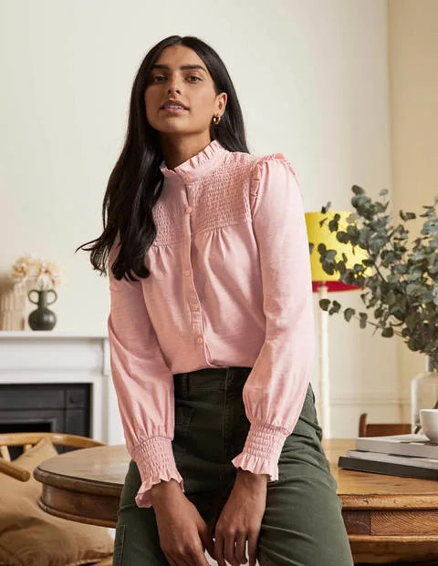 Smocked Yoke Jersey Shirt | Boden (US)
