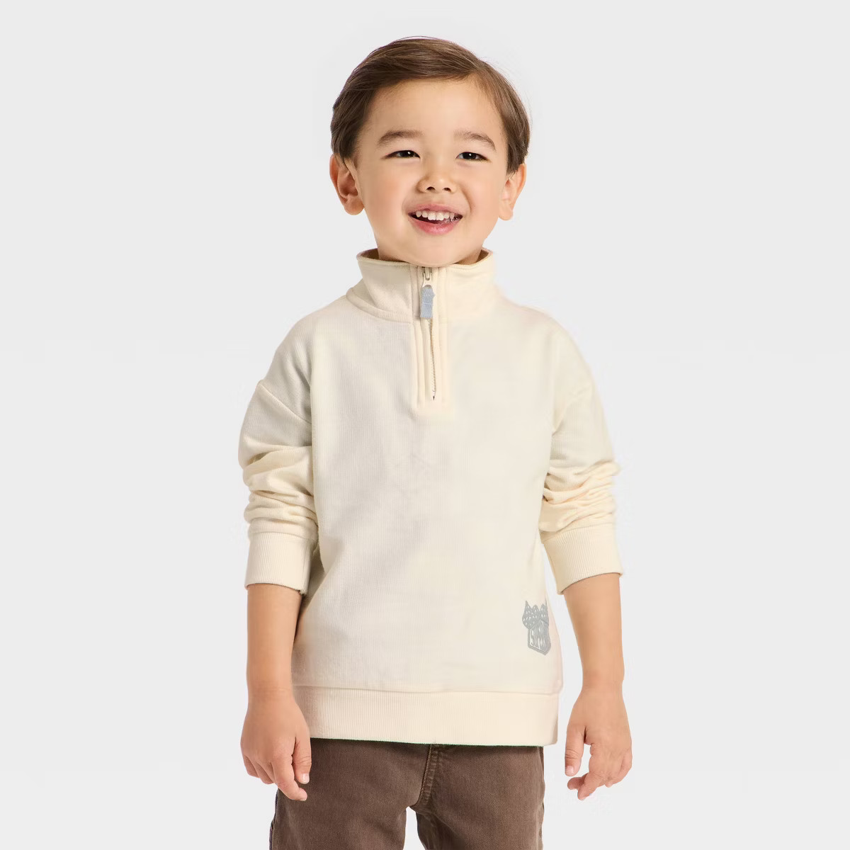 Toddler Boys' French Terry Quarter Zip Sweatshirt - Cat & Jack™ Cream | Target