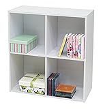 Kings Brand Furniture White Wood 4 Cube Organizer Storage Bookcase | Amazon (US)