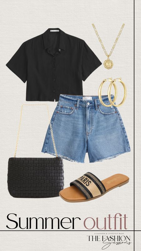 Summer Outfit | Jean shorts | Neutral Spring Outfit Ideas | Women's Outfit | Fashion Over 40 | Forties I Sandals | Gold | Mom shorts | Dad shorts | Blouse | Accessories | The Fashion Sessions | Tracy

#LTKstyletip #LTKover40 #LTKshoecrush