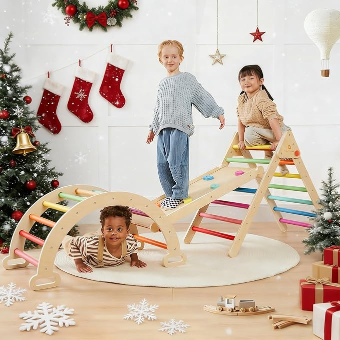 Tiny Land Pikler Triangle Set, 7-in-1 Foldable Pikler Triangle Climbing Toys Set for Kids,Baby In... | Amazon (US)