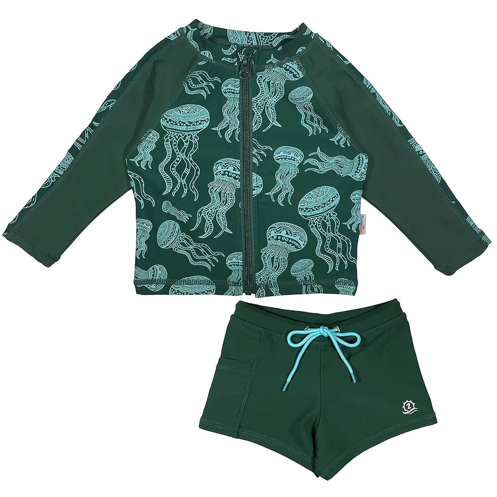 SwimZip Kids' Long Sleeve Rash Guard + Euro Shorties UPF 50+ Swimsuit Set | Amazon (US)