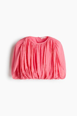 H & M - Bubble-Hem Crêpe Top - Pink | H&M (US + CA)