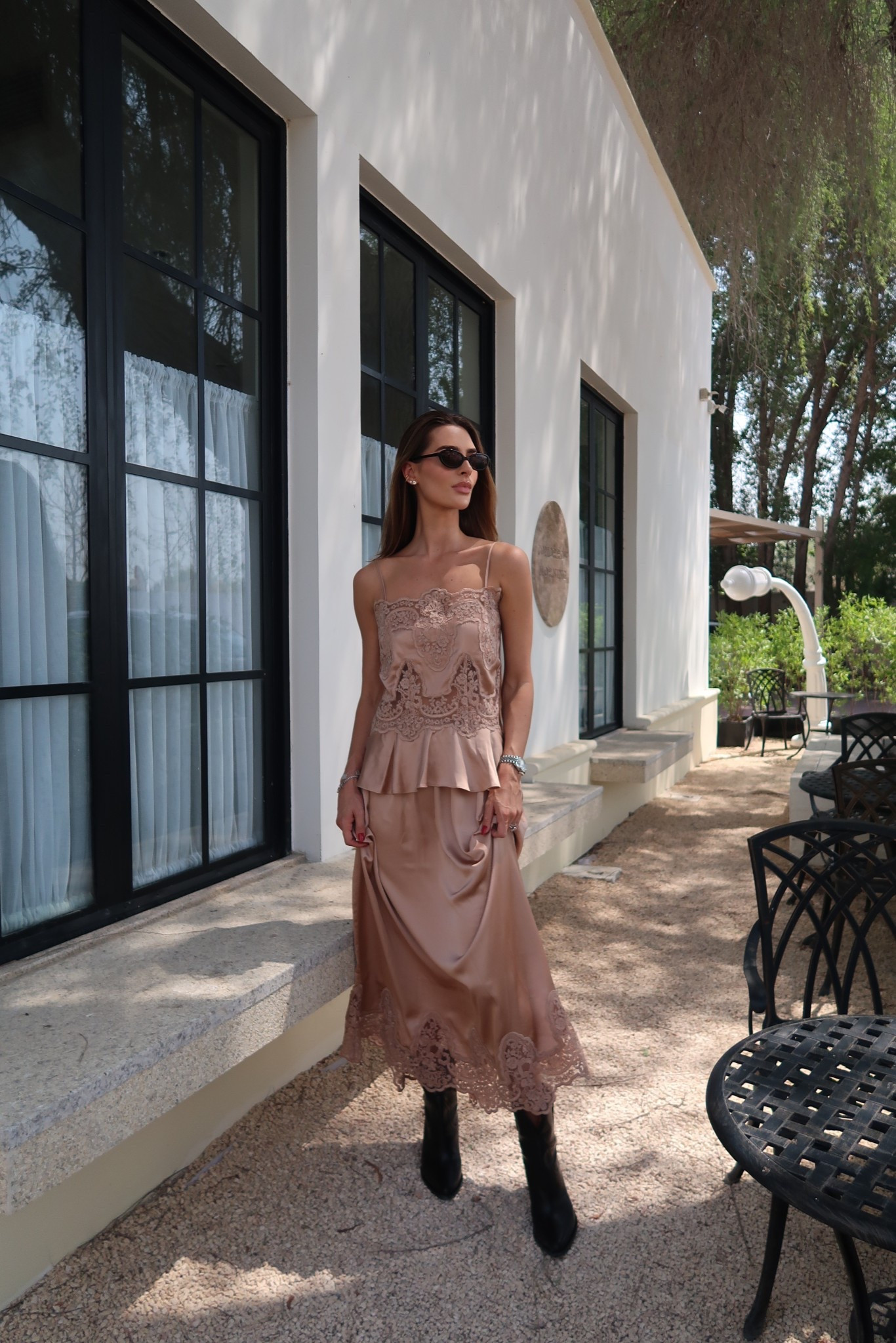 H&M lace camisole lace satin skirt, autumn outfit idea transitional outfit, nude lace cowboy boots Isabel Marant boots 

#LTKStyleTip #LTKFallSale #LTKSeasonal