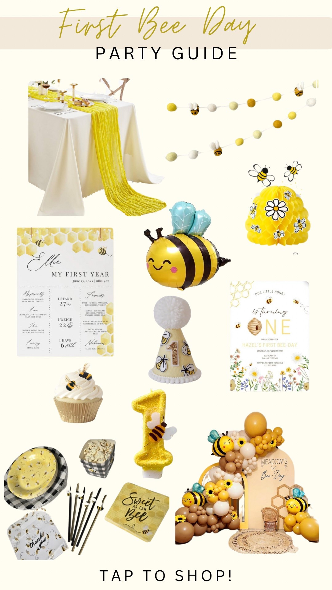 First Bee Day party guide/decor!🐝💛🖤  #firstbeeday #beethemefirstbirthday #beethemepartydecor #etsypartydecor #amazonpartydecor 

#LTKParties #LTKBaby #LTKKids