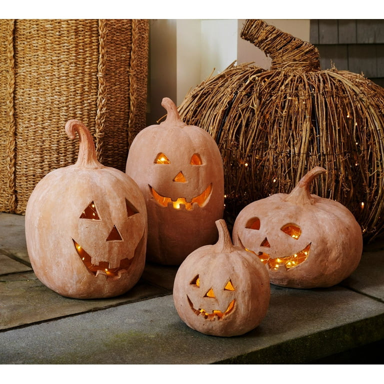 Hallowmas Handcrafted Terracotta Jack-O'-Lantern - Artisanal Halloween Decor with Hand-Carved Det... | Walmart (US)