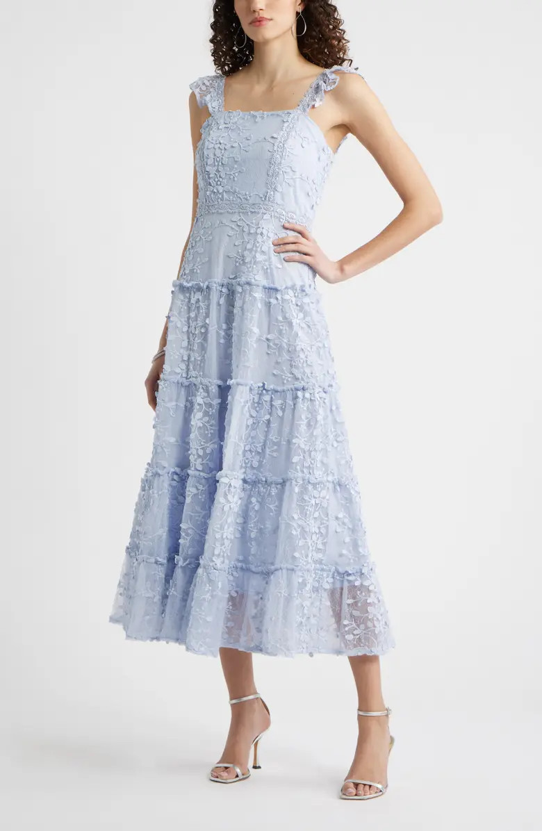 3D Floral Lace Tiered Maxi Dress | Nordstrom