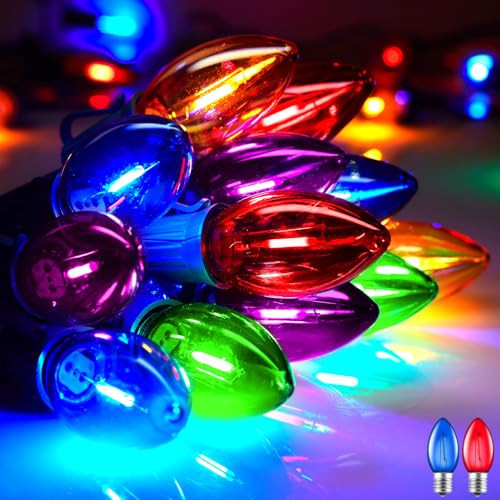 Vintage C9 LED Christmas Lights Outdoor, 100 Ft C9 String Lights with 100 Shatterproof Colorful Bulbs, Waterproof Connectable Christmas Tree Lights for Roofline Holiday Garden Party Xmas Decorations | Amazon (US)